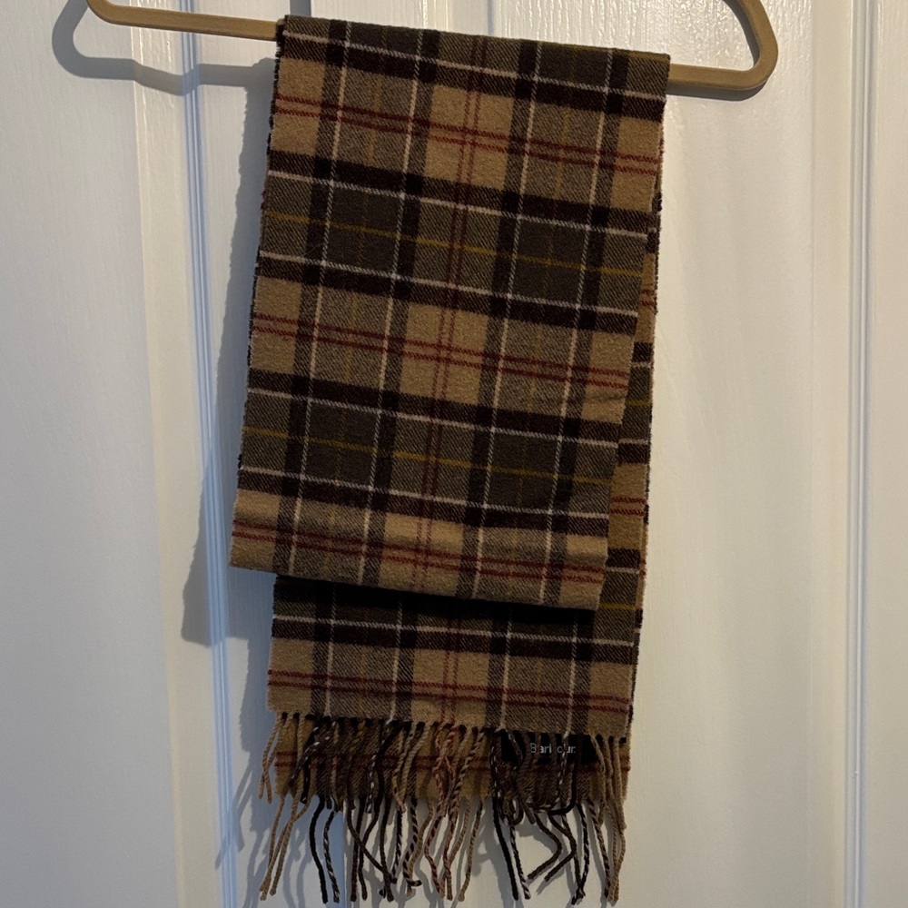 Barbour Men’s Plaid Wool Scarf - Brown and Tan